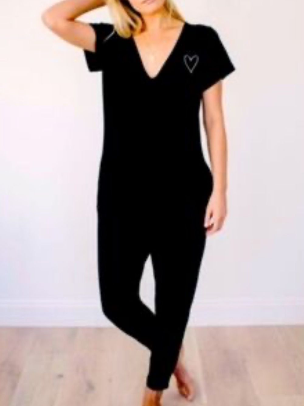 Smash + Tess Black V‑Neck Jumpsuit The Sweetheart Romper